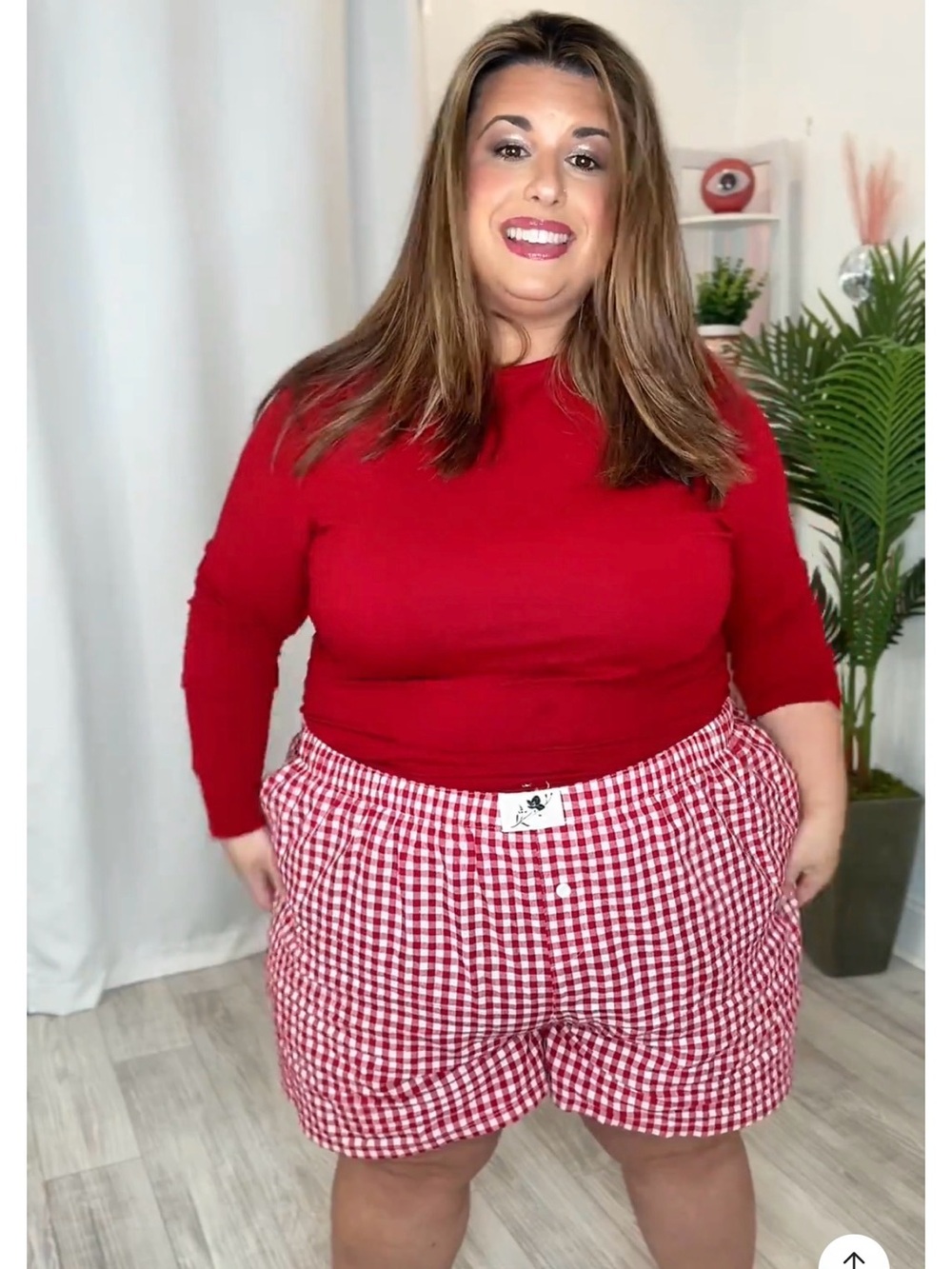 Plus Red Gingham Shorts